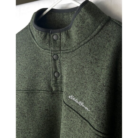 Eddie Bauer Mens XXL Green‎ Pullover Long Sleeve Quarter Button Sweatshirt - Picture 8 of 8